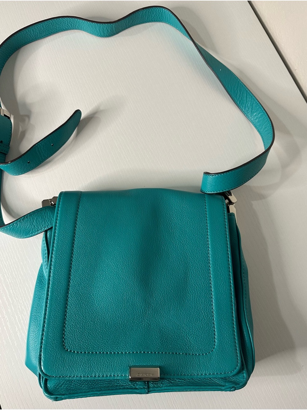 b. makowsky Teal Leather Crossbody Satchel